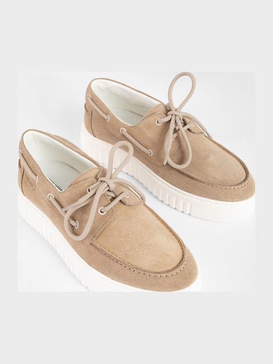 Suede Men's Loafers In Beige Colour