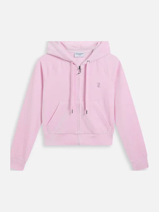 Women's Velvet Hoodie Sweatshirt Jacket Cherry Blossom