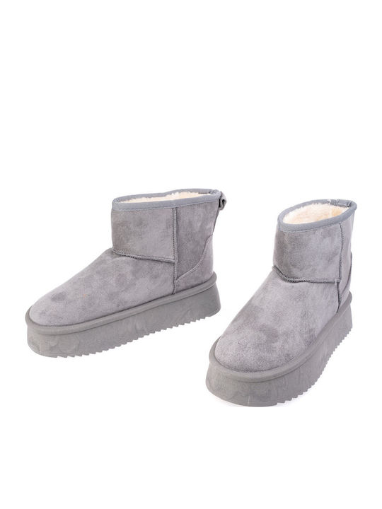 Wildleder Stiefeletten Damen mit Pelz Graue