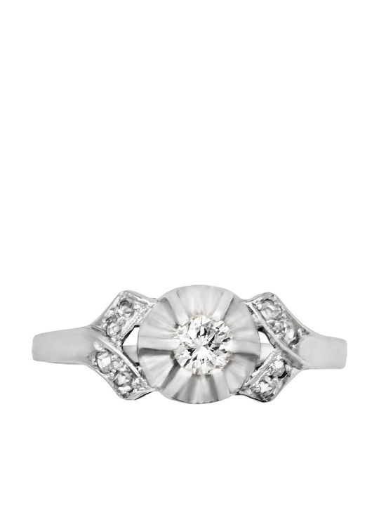 Savvas Design Einzelner Steinring aus Weißgold 18K