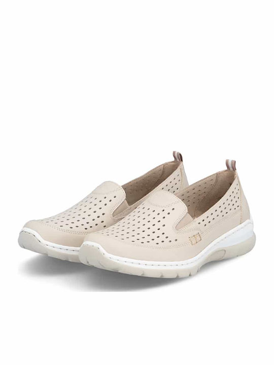 Mocasini De Damă Din Piele În Culoare Bej