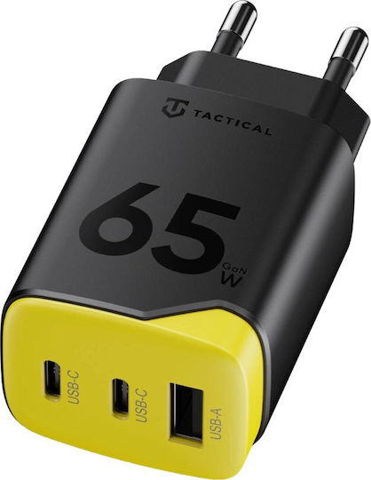 Tactical Charger Without Cable GaN with USB-A Port and 2 USB-C Ports 65W Power Delivery Black (Minimi)