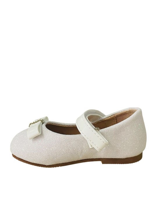 Kids Anatomic Ballerinas with Hoop & Loop Closure White