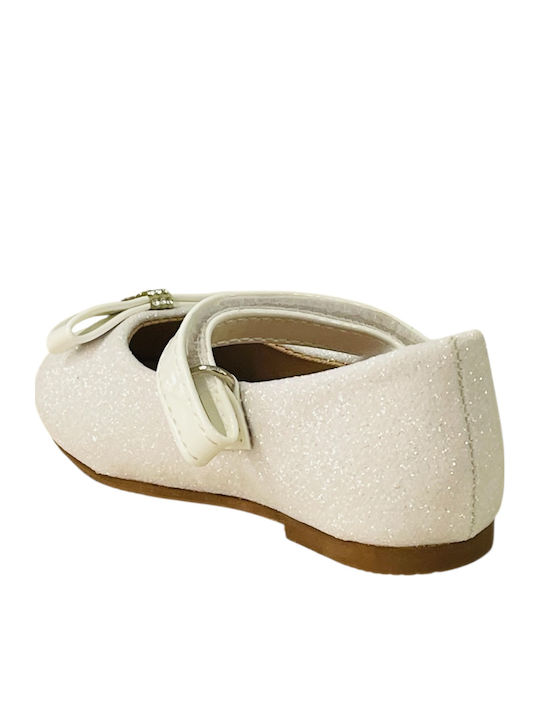 Kids Anatomic Ballerinas with Hoop & Loop Closure White