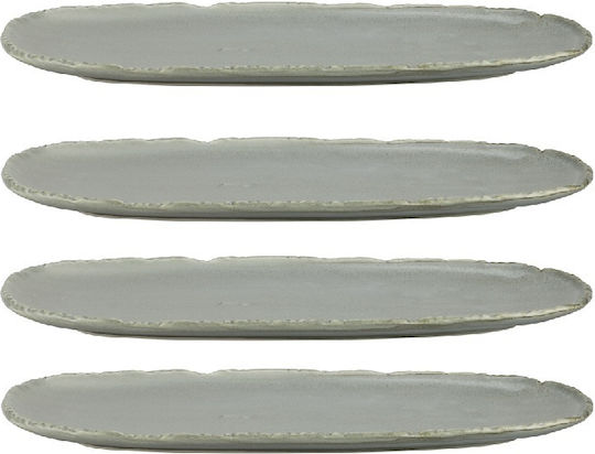 Raki Fuji Platou De Servire Oval Din Porțelan Gri 35x15cm