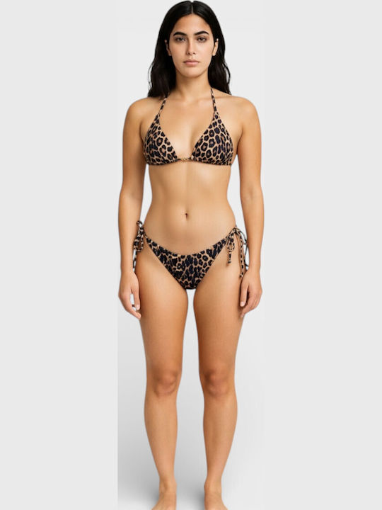 Set Bikini Brazil Animal Print Καφέ