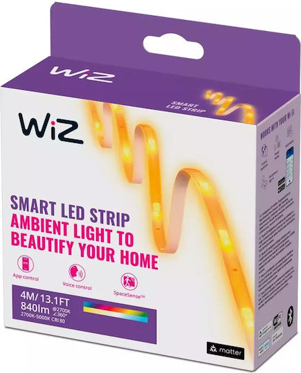 WiZ Smart Bandă LED Wi-Fi 4m cu Senzor de Mișcare, Sursă de Alimentare & Telecomandă
