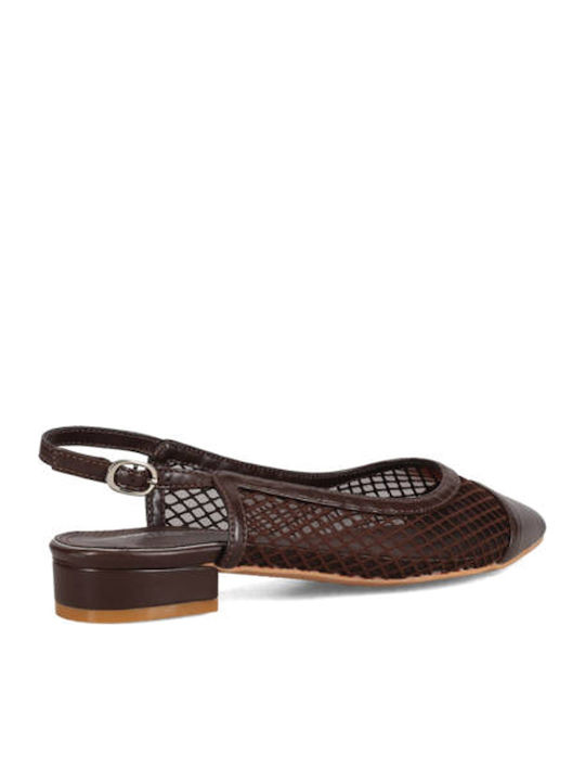 Γυναικείες Μπαλαρίνες Slingback με Λουράκι σε Καφέ Χρώμα