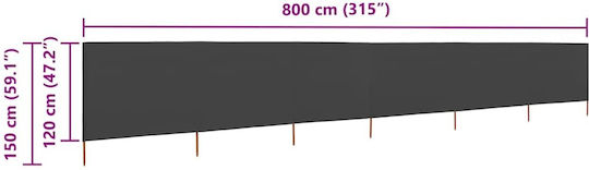 vidaXL în Culoarea Gri 1.2x8.0m
