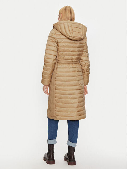 Jachetă Puffer Lungă de Damă pentru Iarnă Bej