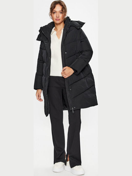 Дълго Дамско Puffer Яке за Зима Black