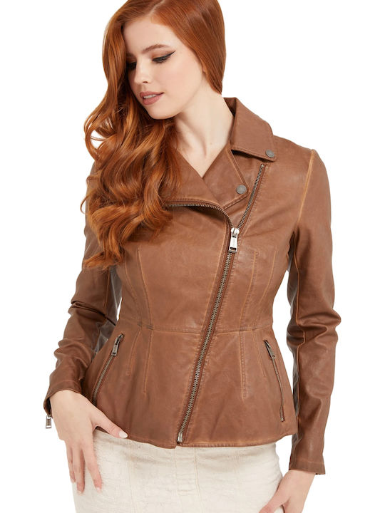 Damen Bikerjacke Tabac Braun