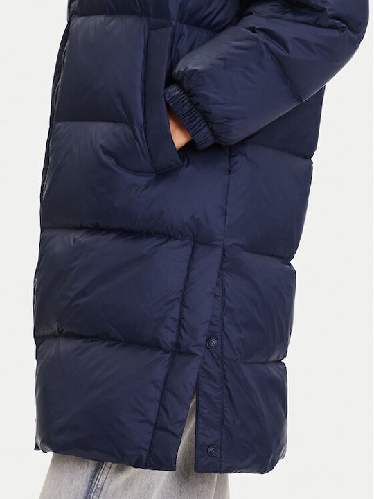 Дълго Дамско Puffer Якето за Зима Тъмносин