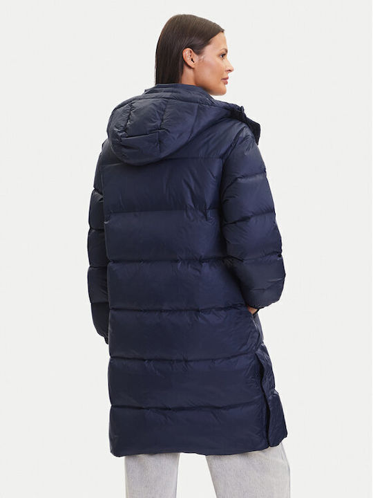 Дълго Дамско Puffer Якето за Зима Тъмносин