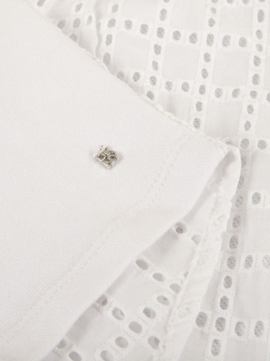 Women's Cotton Short Sleeve White Blouse