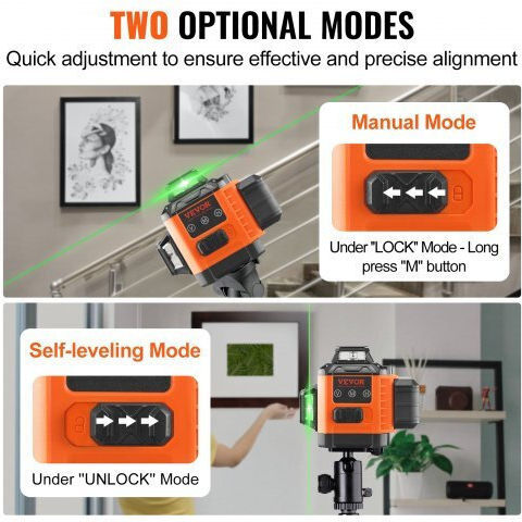 Vevor Self-leveling Linear Laser Level Green Beam with Working Range 30m