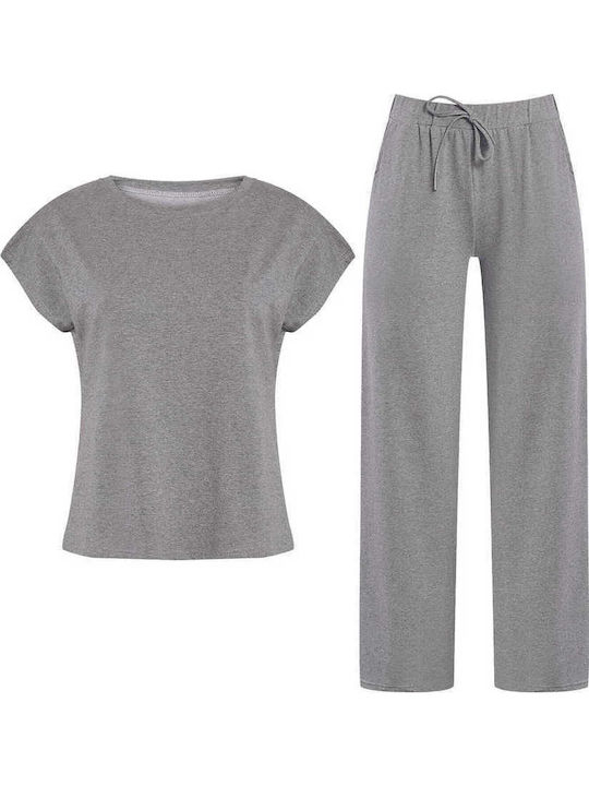 Celestino Satz T-Shirt Damenhose Loose Fit Grau