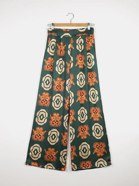 Women's Satin Trousers Green