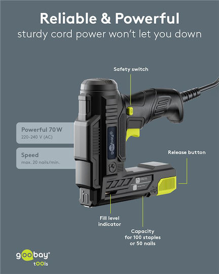 Goobay Werkzeuge 2-in-1 Elektrischer Handtacker Set Kabelgebunden