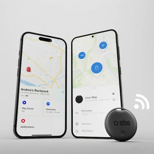 SBS Apple Find My & Google Find Hub Schwarz 2 Stück