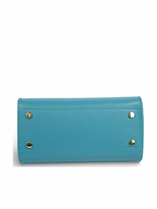 Leather Women's Tote Handbag Turquoise
