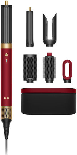 Dyson HS09 Airwrap Coanda 2x Straight+Wavy Ceramic Electric Hair Brush with Air & Rotating Head for Hair Straightening and Curls 1700W Red Velvet / Gold