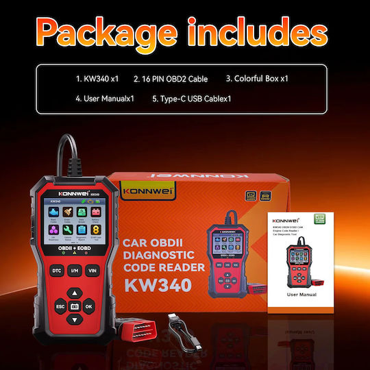 Konnwei Дигитална Автомобилна Диагностика OBD 2 с Кабел