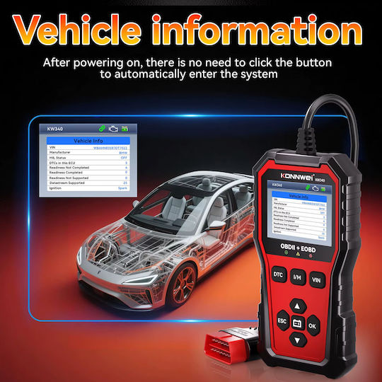 Konnwei Дигитална Автомобилна Диагностика OBD 2 с Кабел