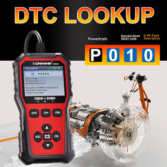 Konnwei Дигитална Автомобилна Диагностика OBD 2 с Кабел