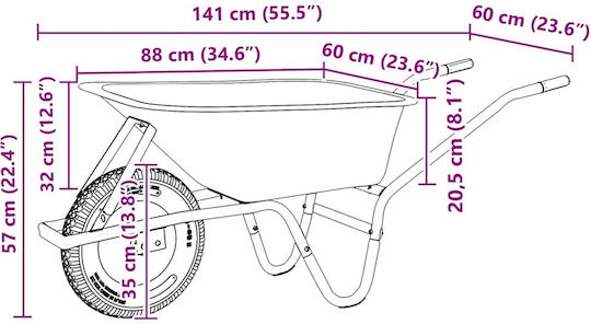 Καρότσι Κήπου Μεταλλικό 100lt 141x60x57εκ.