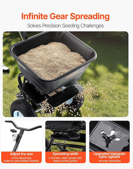 Vevor TCSBJ100LBSPEB08E001V0 Wheeled Seed/Fertilizer Distributor with Capacity 45.36kg
