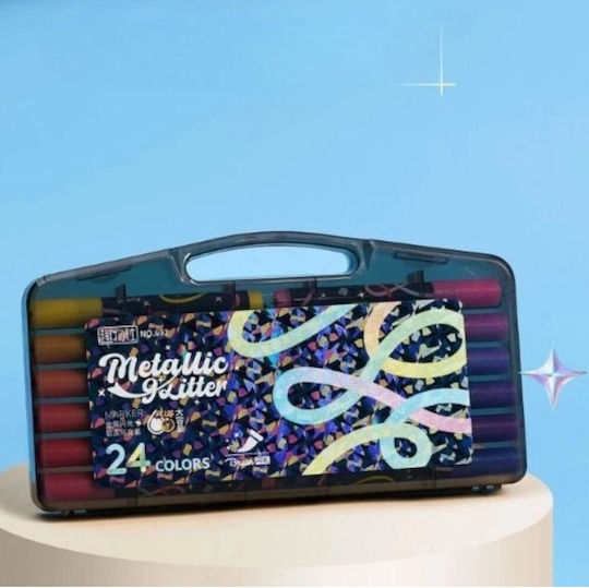 Μεταλλικοί Μαρκαδόροι Ζωγραφικής με Glitter, Επαγγελματικοί Σετ 24 χρώματα