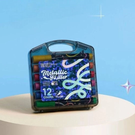 Metallic Drawing Markers with Glitter Professional Set 12 Colours