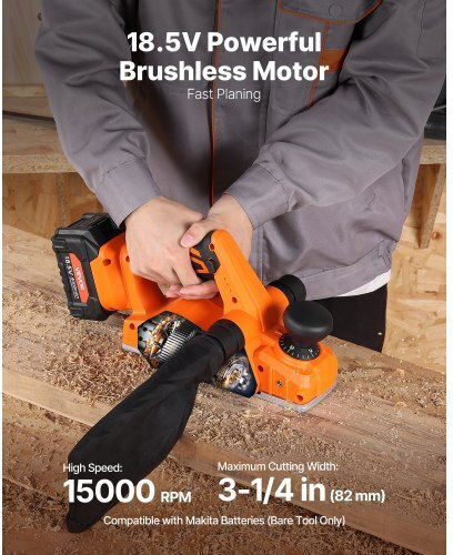 Vevor WXDDSCBCBDDC4TGZ8001V9 Πλάνη 18V Χωρίς Καρβουνάκια (Brushless) Solo