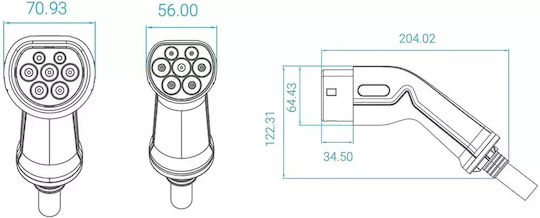 Diq Ev Chc 5327 Charging Cable Type 2 Cb32a01 5m 32a 7kw
