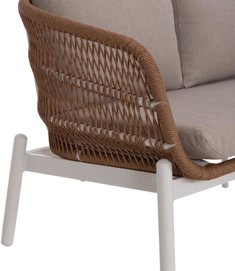 Set Mobilier Exterior Cameră De Zi 5 Piese Alb Cu Perne