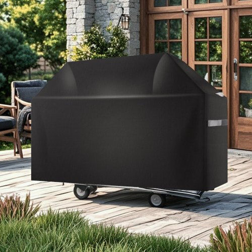 Vevor Grill Cover Bbq Covers 65 Inch Outdoor Grills Waterproof Fade Resistant Weather Resistant 600d Heavy Duty Polyester Easy Installation Removal Hook and Loop Straps Black
