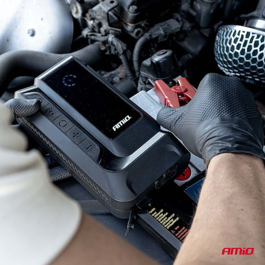 AMiO Portable Car Battery Starter 12000mAh with Power Bank USB Flashlight 12V