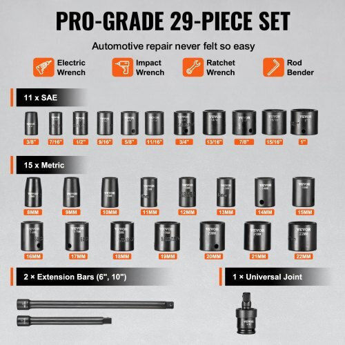 Vevor Ratschen- & Steckschlüssel-Sets 3\8" 29Stück
