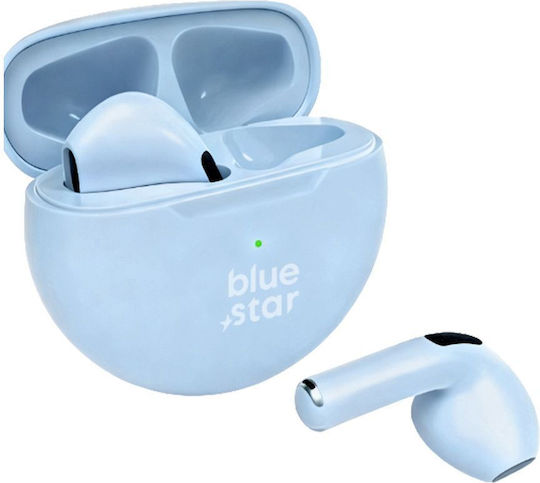 Blue Star TX3 Earbud Bluetooth Handsfree Ακουστικά με Θήκη Φόρτισης Μπλε