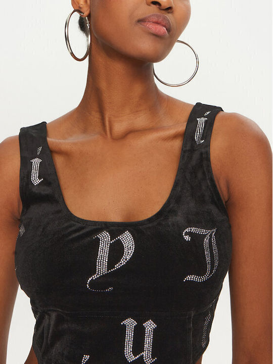 Damen Leder Top Schwarz