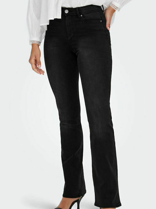 Wauw High Waist Women's Jean Trousers Flared Black