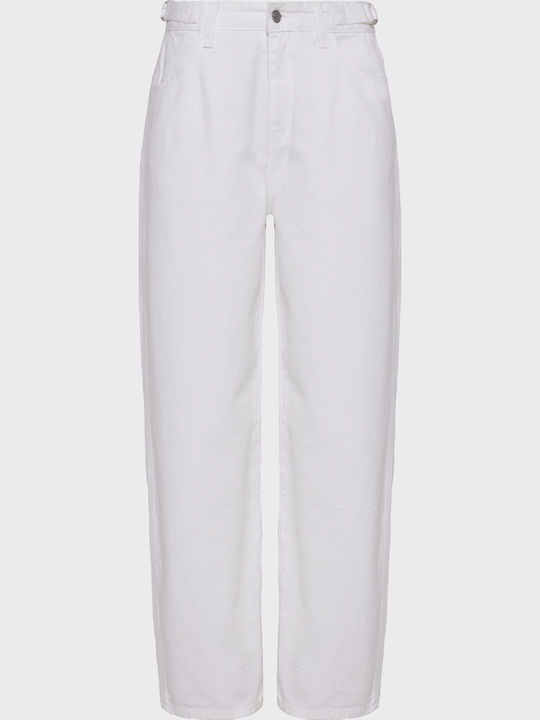 High Rise Women's Jean Pants in Straight Leg White