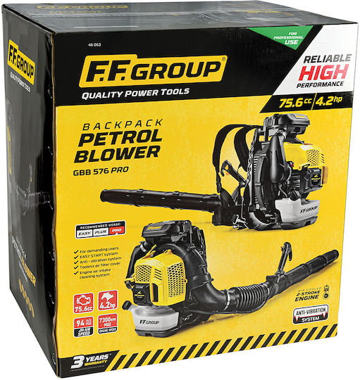 FFG GBB 576 PRO Blower Shoulder Carried Gasoline 75.6cc with Volume Control & Maximum Air Speed 338.4km/h