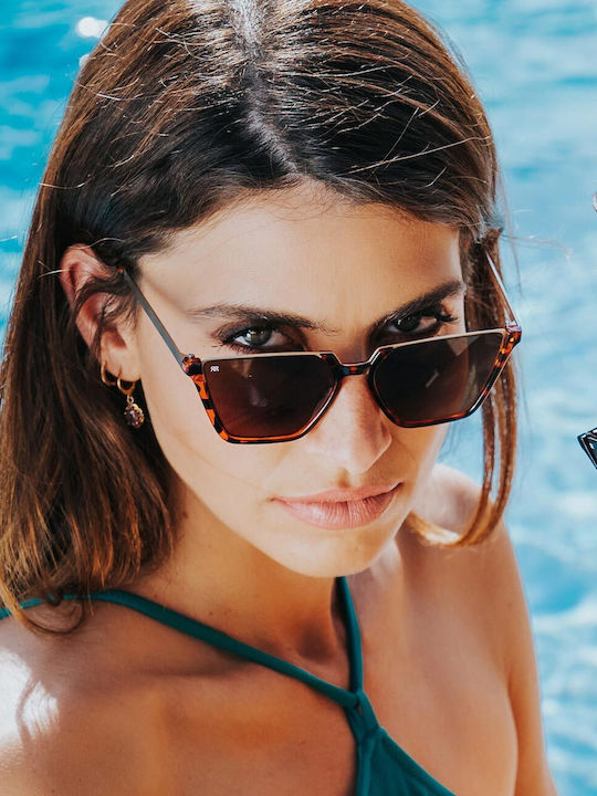 Red Raven Freya Women's Sunglasses with Brown Horn-Rimmed Frame and Brown Polarized Lenses