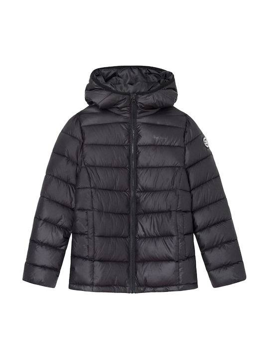Amber Kinder Gestepptes Kurzes Kinderjacke mit Kapuze Schwarz