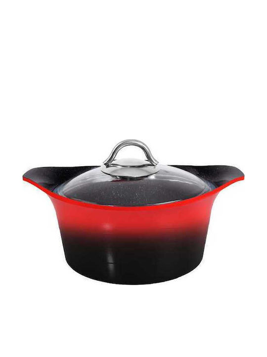 Ametist Oală Ceramică Turnată Cu Capac Din Sticlă Roșie 18cm (20cm)