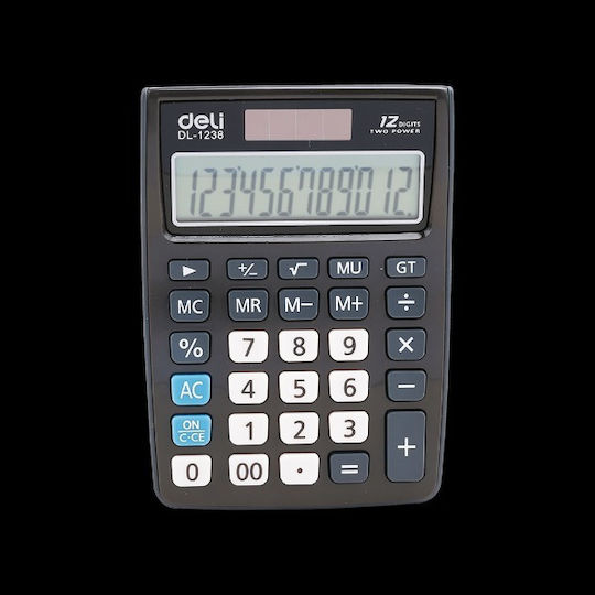 Deli Calculator 12 Digits in Gray Color 1pcs
