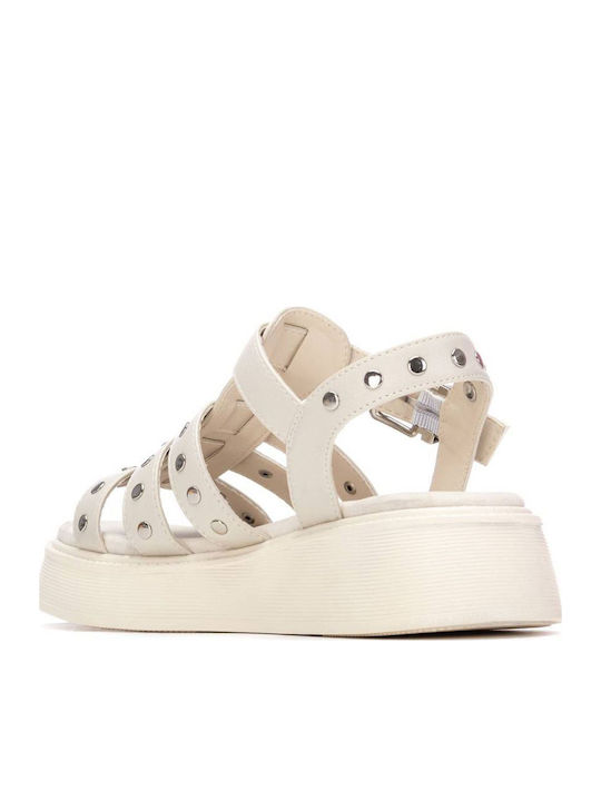 Flache Damen Flatforms Weiß