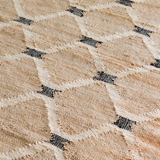 Ravelia Chainlink Summer Wicker Runner Rug Black 70x180cm